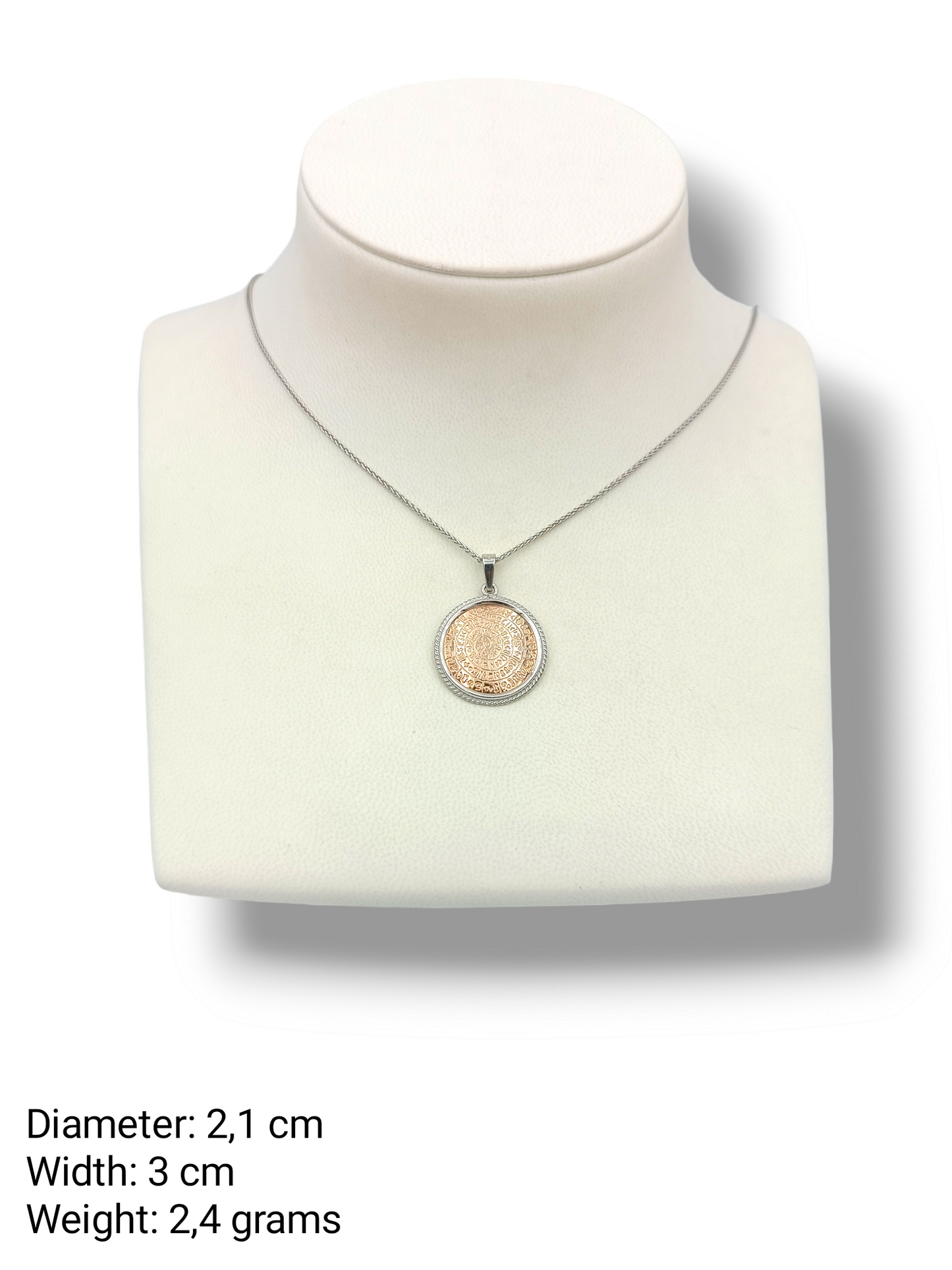 Silver Disc of Phaistos two-toned pendant