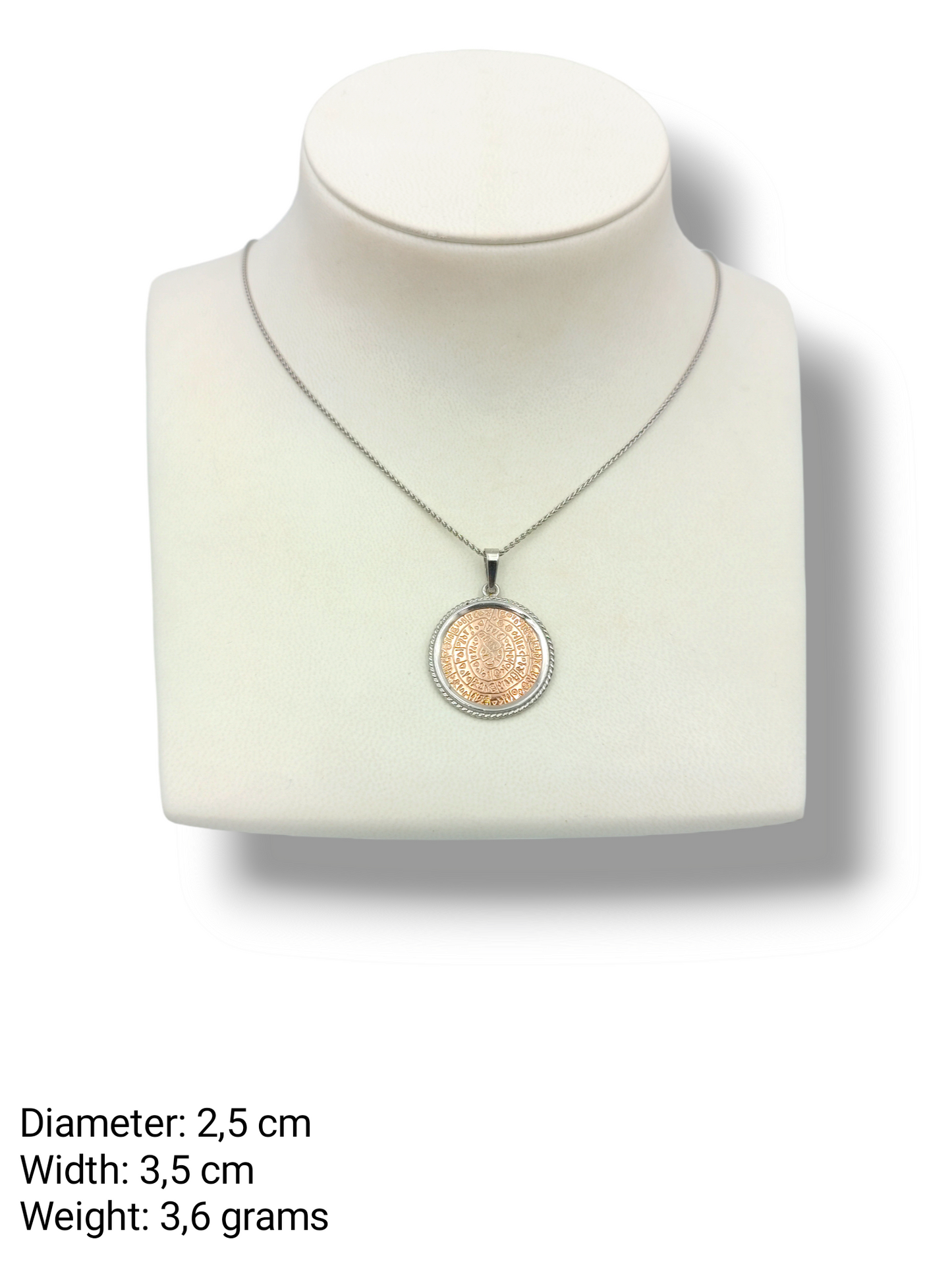 Silver Disc of Phaistos two-toned pendant