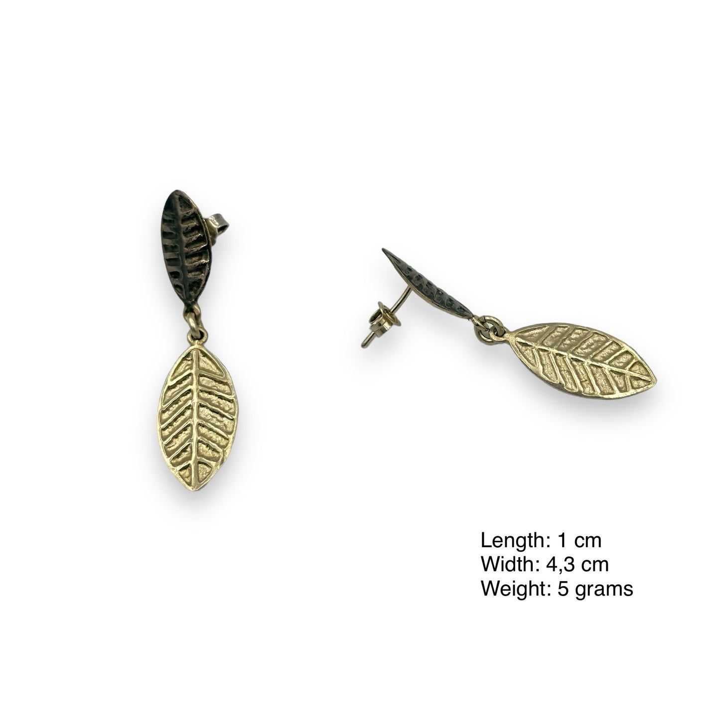 Silver two-toned leaf design earrings