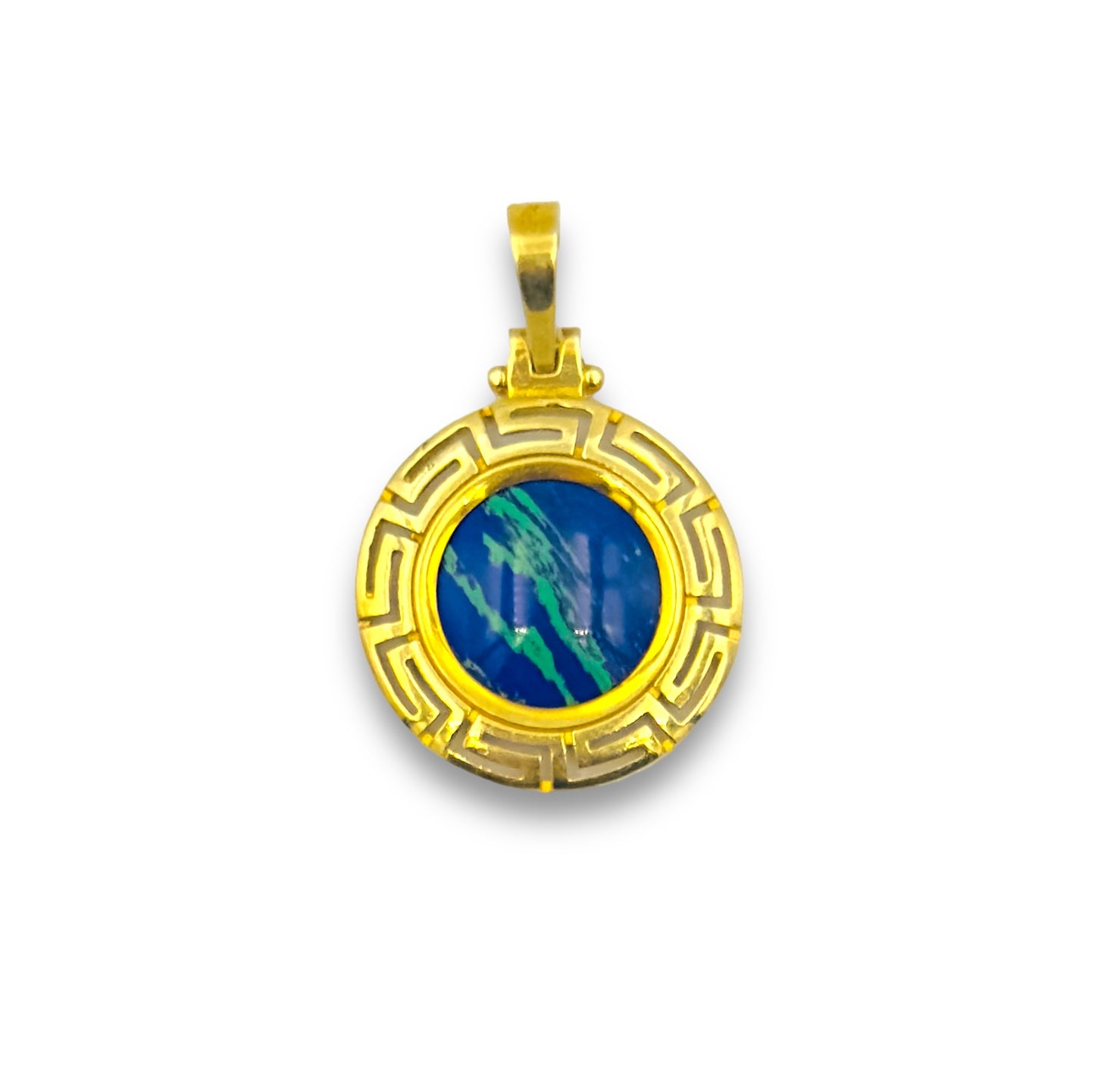 Silver Meander design pendant with Lapis Lazuli stone