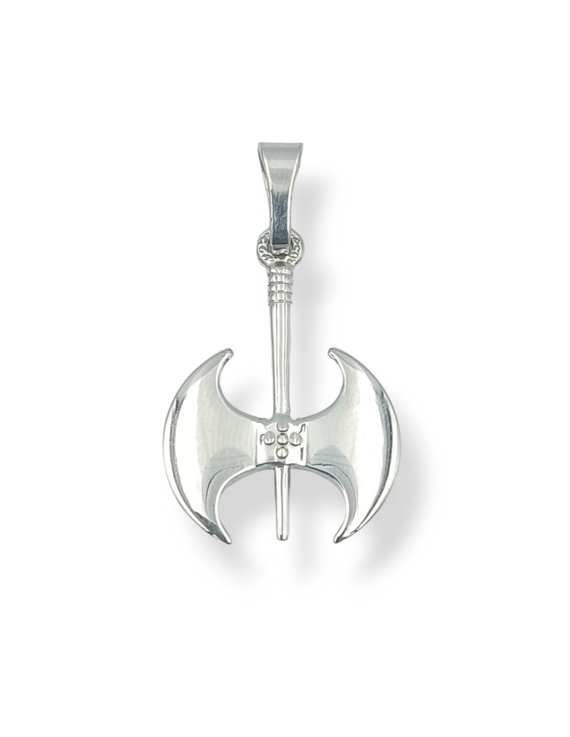 Silver Minoan double-axe pendant