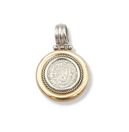 Silver Disc of Phaistos two-toned pendant