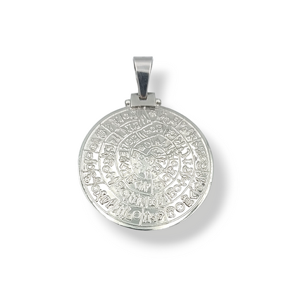 Silver Disc of Phaistos double-sided pendant with Bombe design