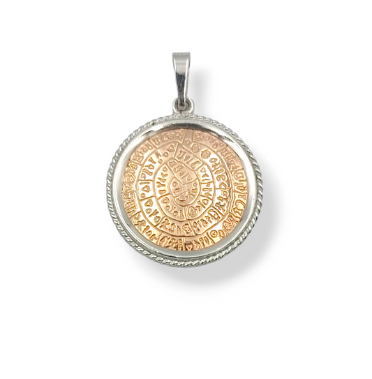 Silver Disc of Phaistos two-toned pendant