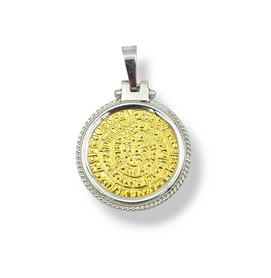 Silver Disc of Phaistos two-toned pendant