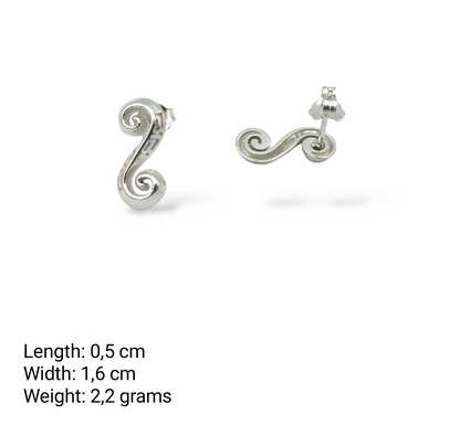 Silver Spiral and Meander design earrings