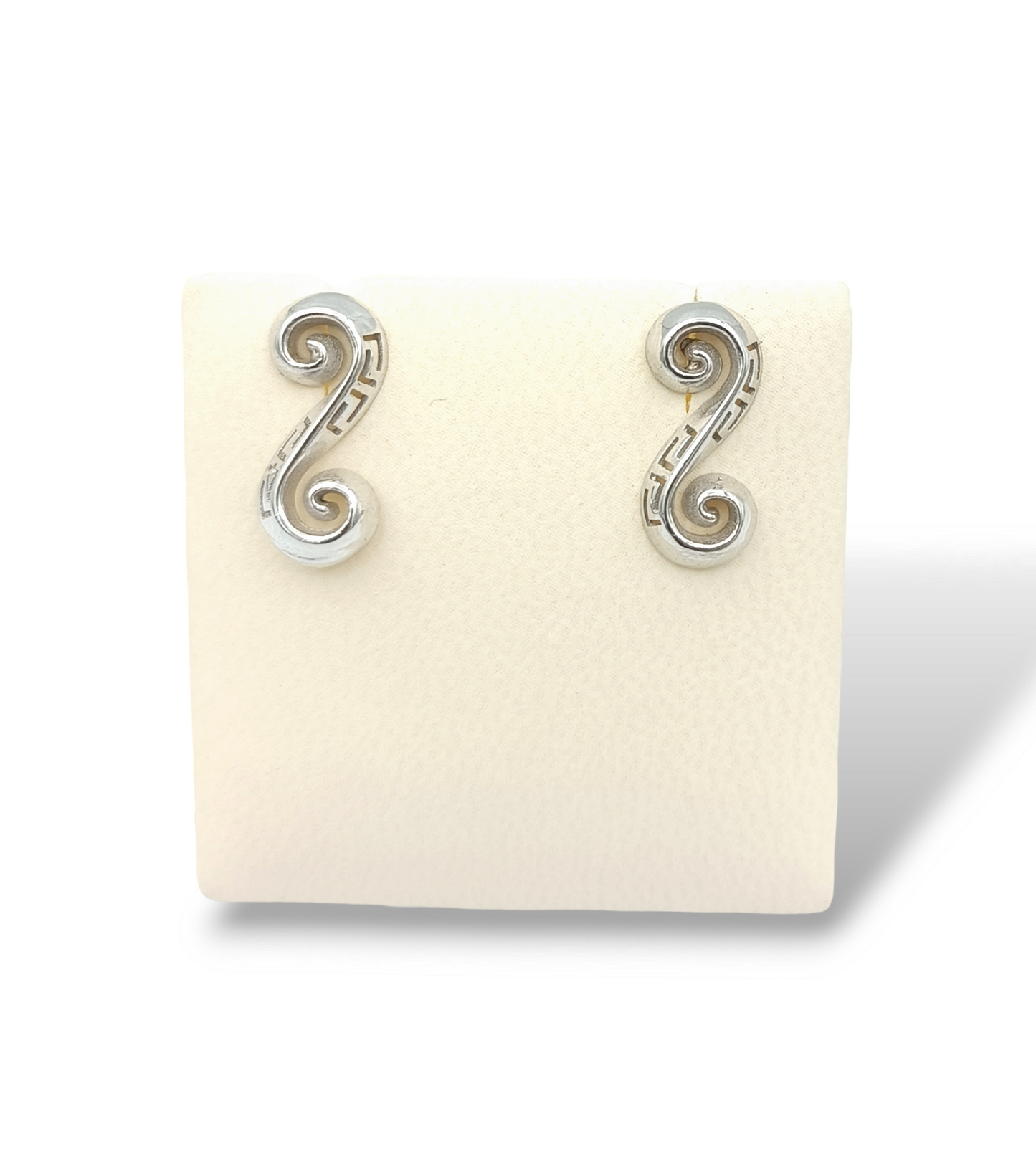 Silver Spiral and Meander design earrings