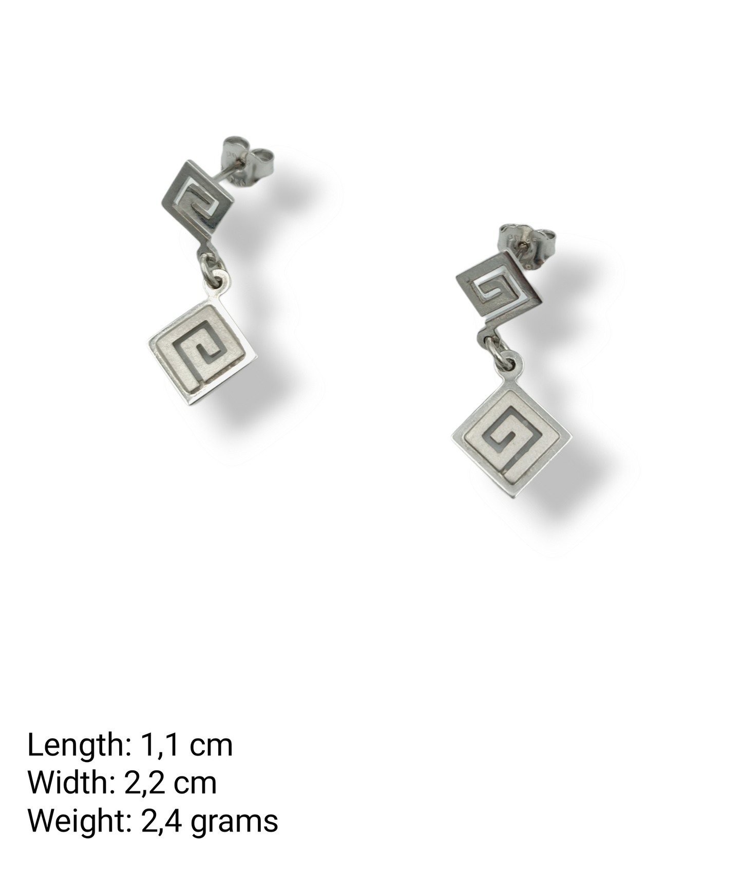 Silver matte Meander design earrings