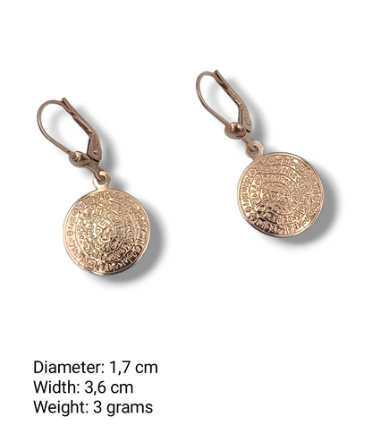 Silver Disc of Phaistos earrings rose Gold plated