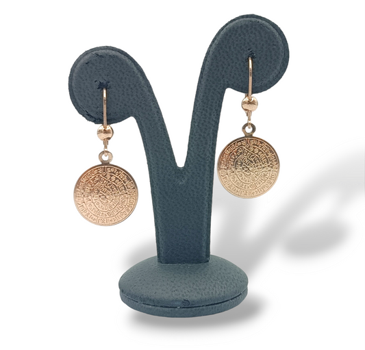 Silver Disc of Phaistos earrings rose Gold plated