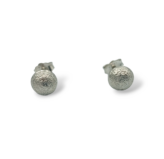 Silver round Disc of Phaistos earrings