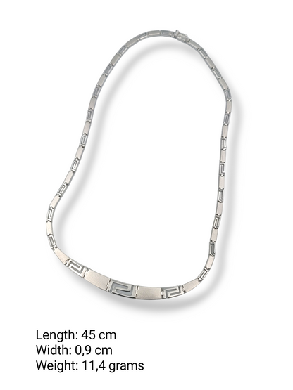 Silver Meander design matte and shiny necklace