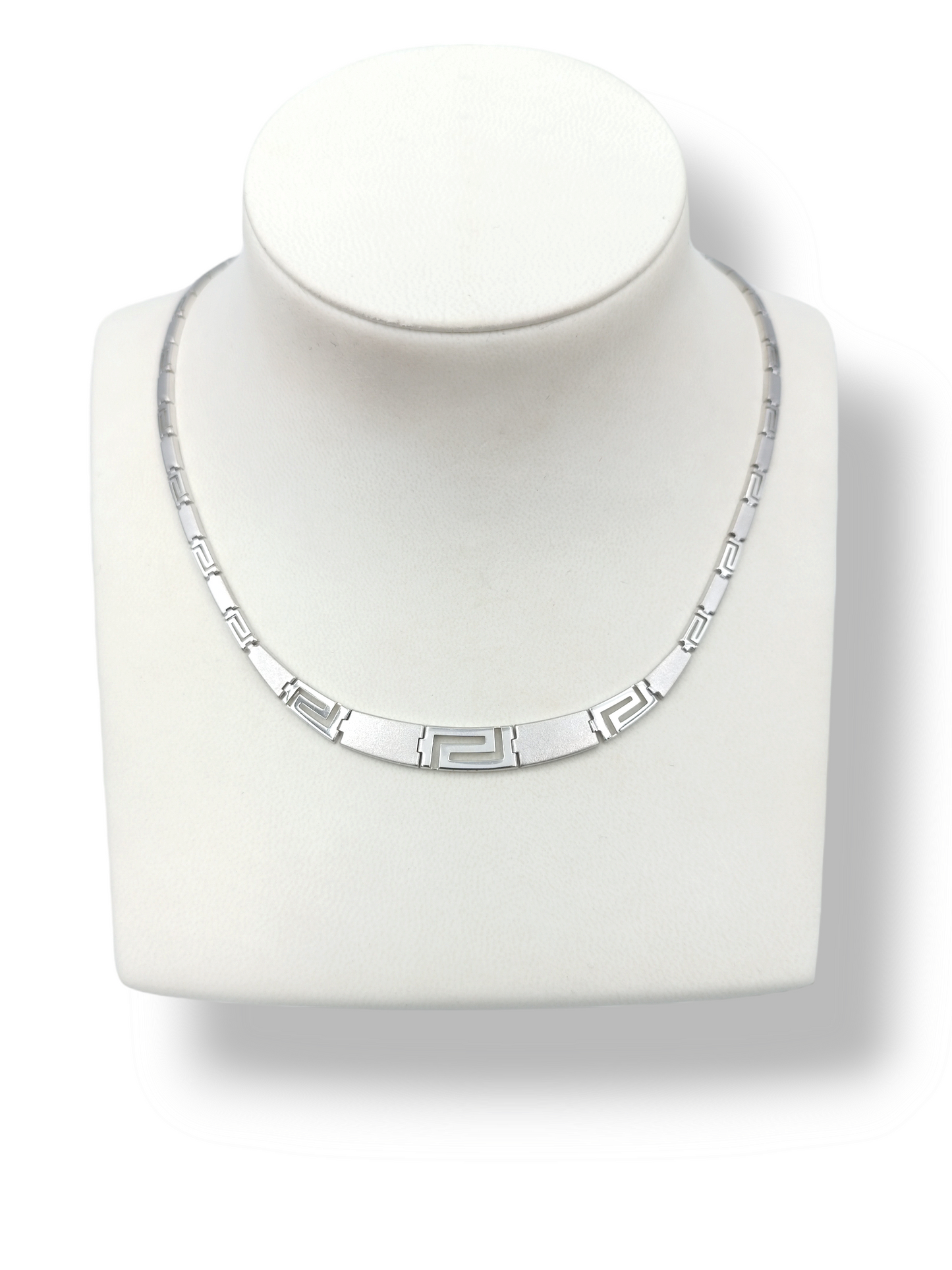 Silver Meander design matte and shiny necklace