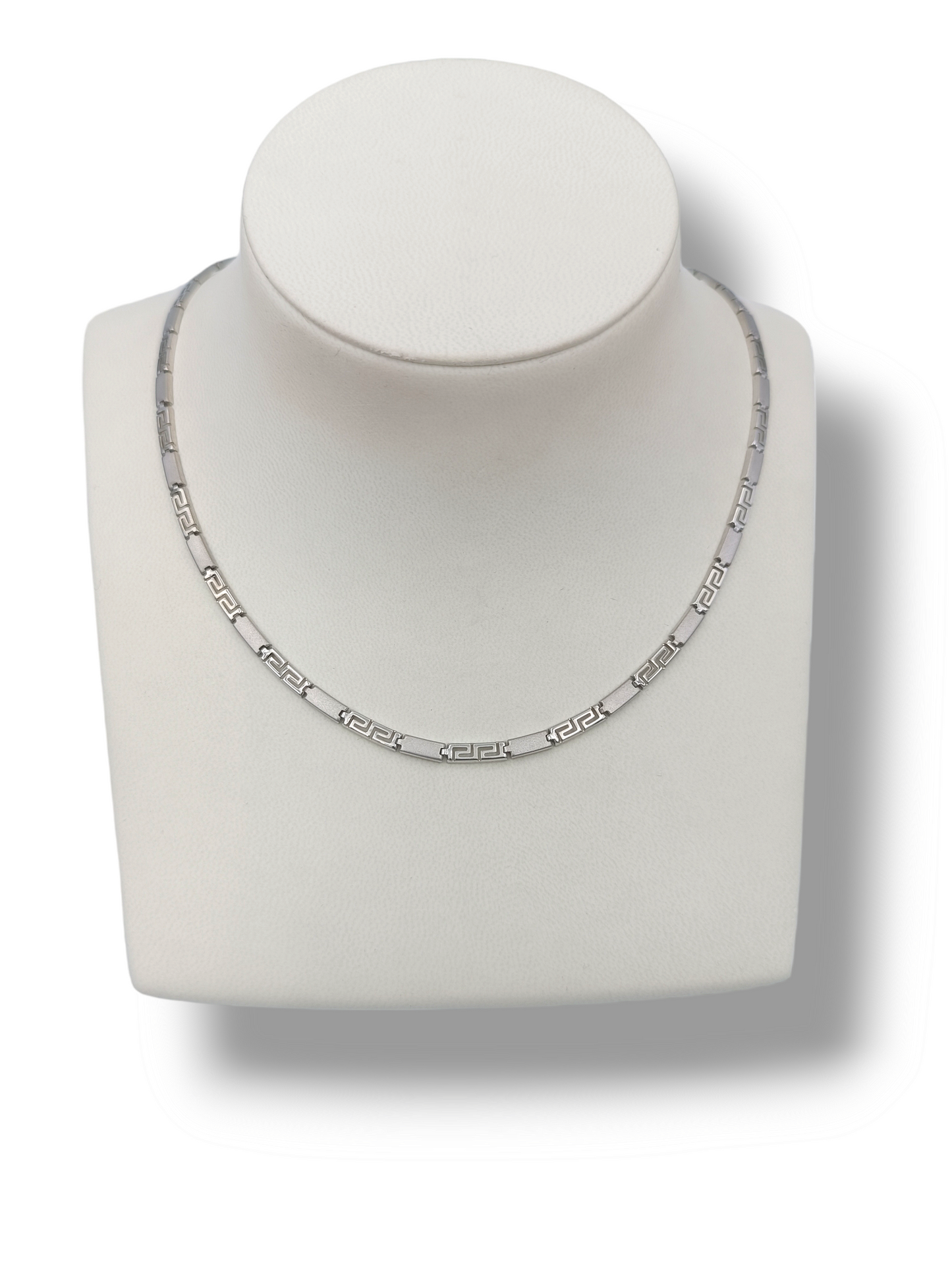 Silver Meander design matte and shiny necklace