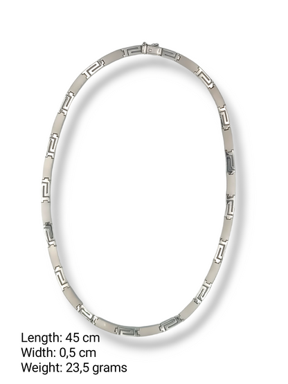 Silver Meander design matte and shiny necklace