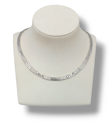 Silver Meander design matte and shiny necklace