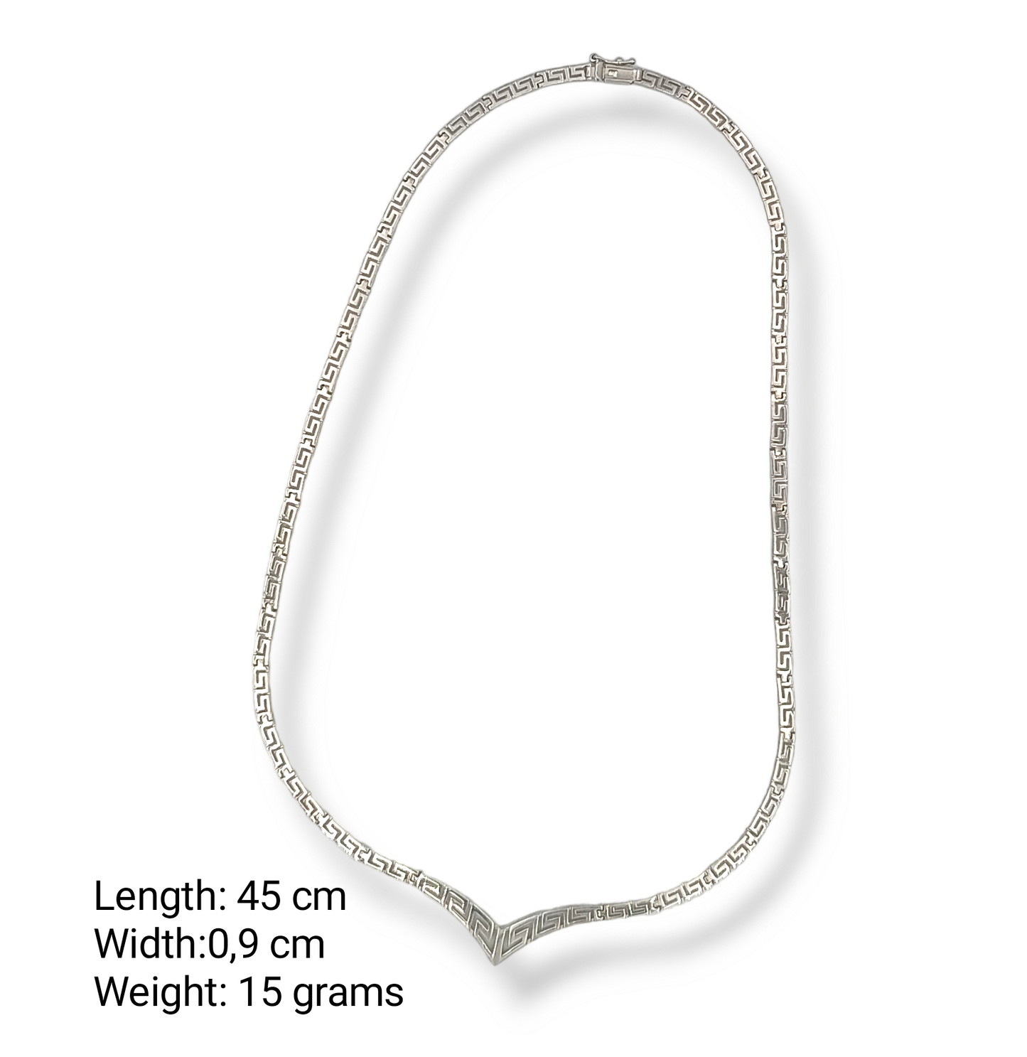 Silver pointy Meander design necklace