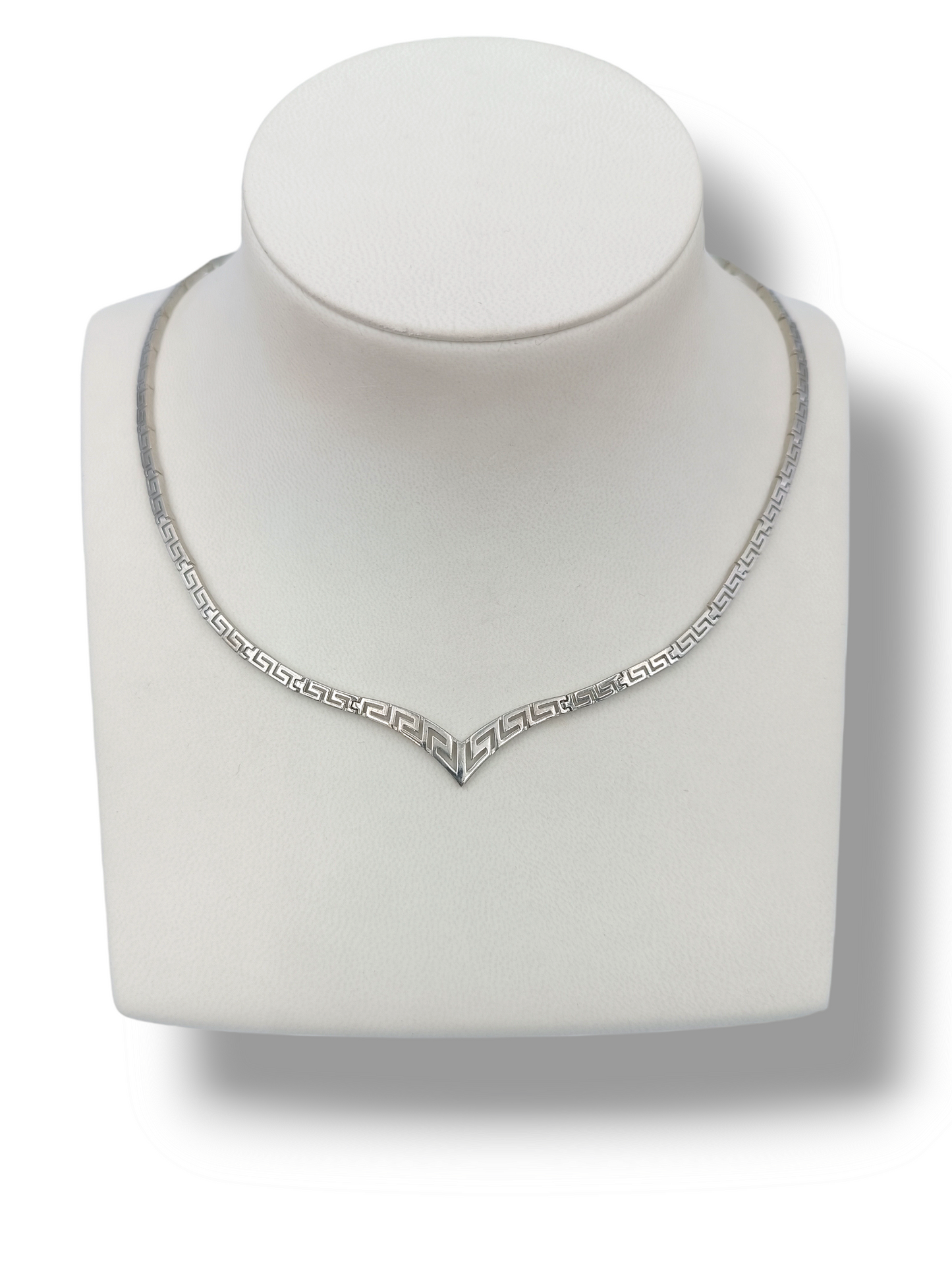 Silver pointy Meander design necklace