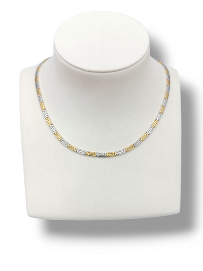 Silver two-toned Meander design necklace