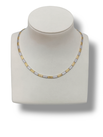 Silver two-toned Meander design matte and shiny necklace