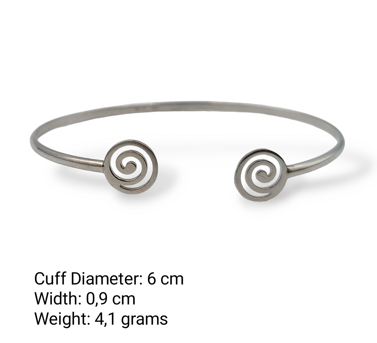 Silver Spiral design cuff bracelet