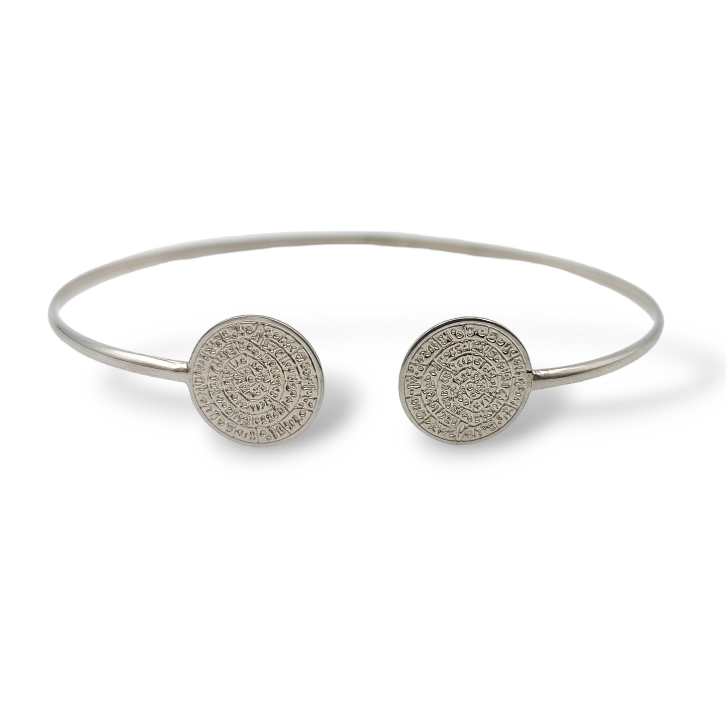 Silver Disc of Phaistos design cuff bracelet