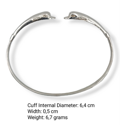 Silver Dolphins design cuff bracelet