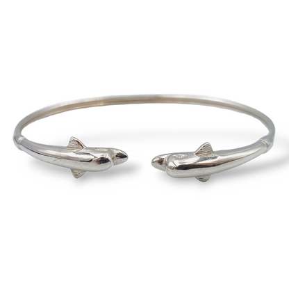 Silver Dolphins design cuff bracelet