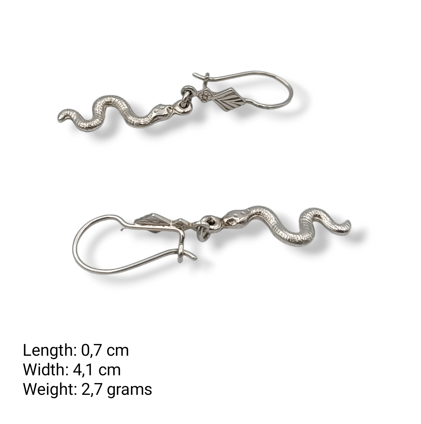 Silver snakes design earrings