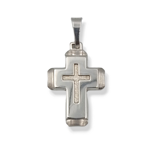 Silver Cross pendant matte and shiny