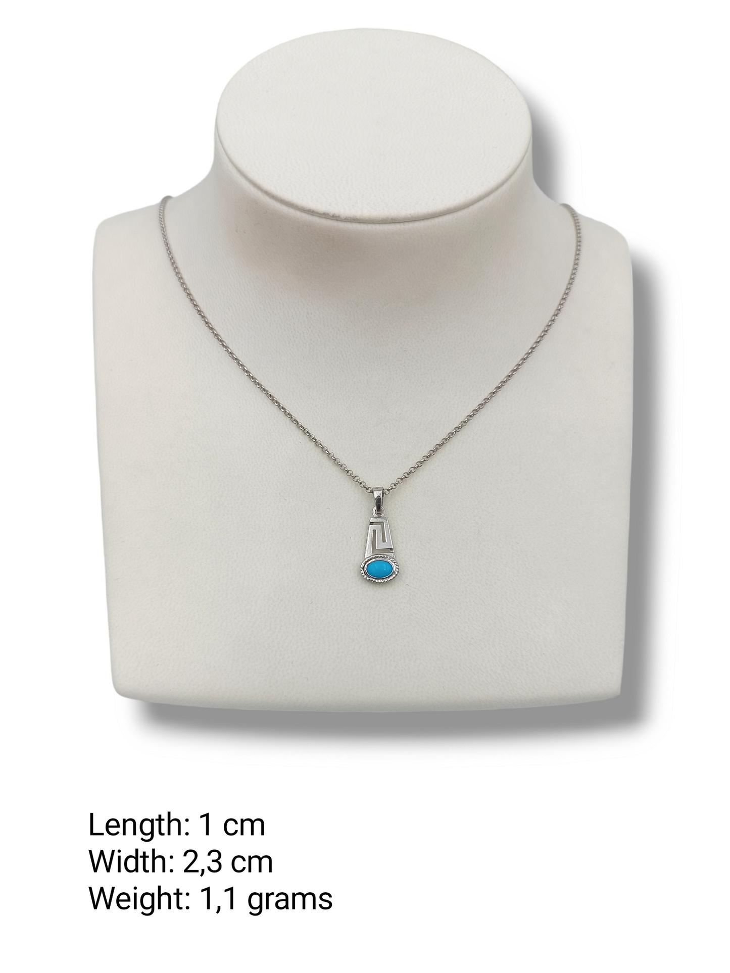 Silver Meander design pendant with Turquoise stone