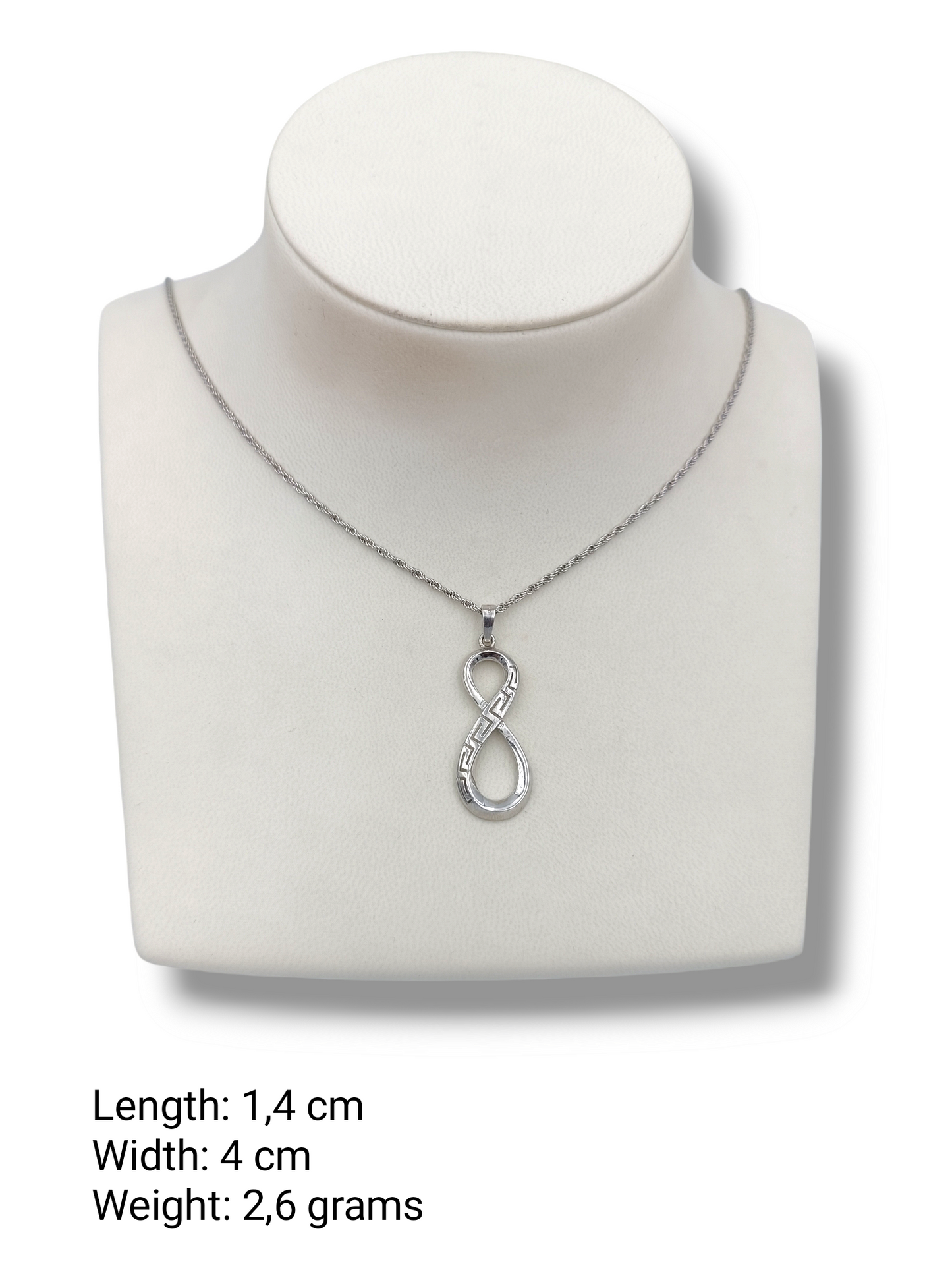 Silver infinity and Meander design pendant