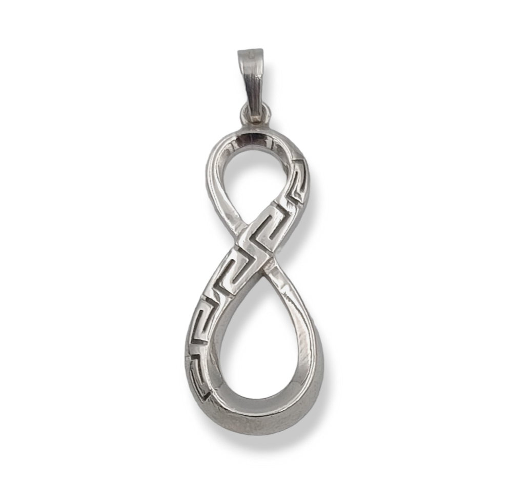 Silver infinity and Meander design pendant