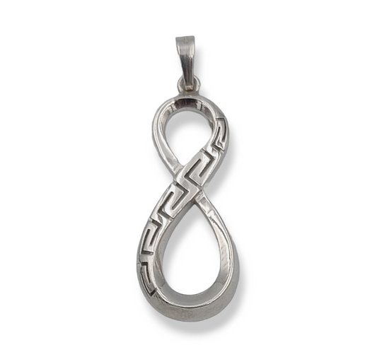 Silver infinity and Meander design pendant