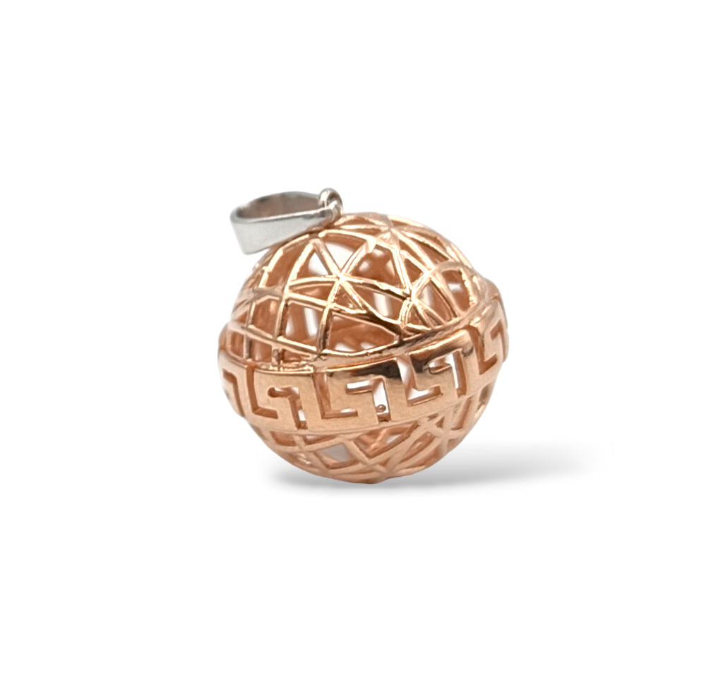 Silver round Meander design pendant rose Gold plated