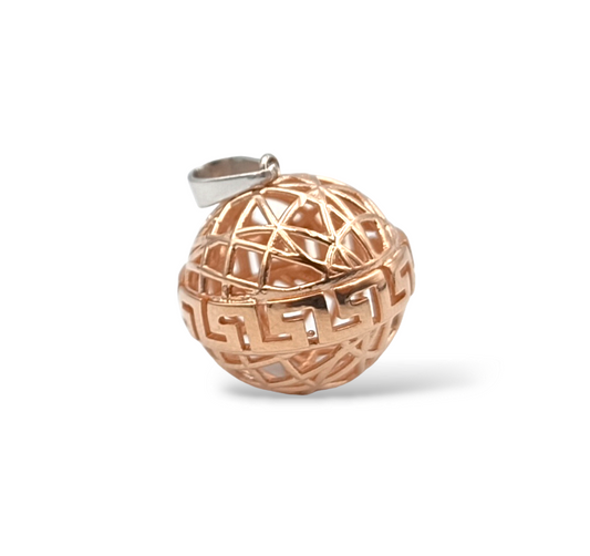 Silver round Meander design pendant rose Gold plated