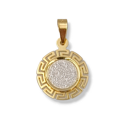 Gold Disc of Phaistos two-toned pendant enclosed with Meander design