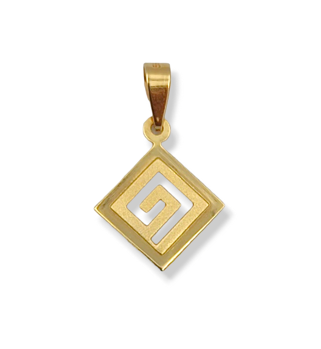 Gold Meander design pendant matte and shiny