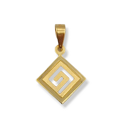Gold Meander design pendant matte and shiny