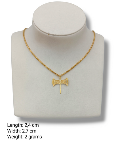 Gold Minoan double-axe double-sided pendant