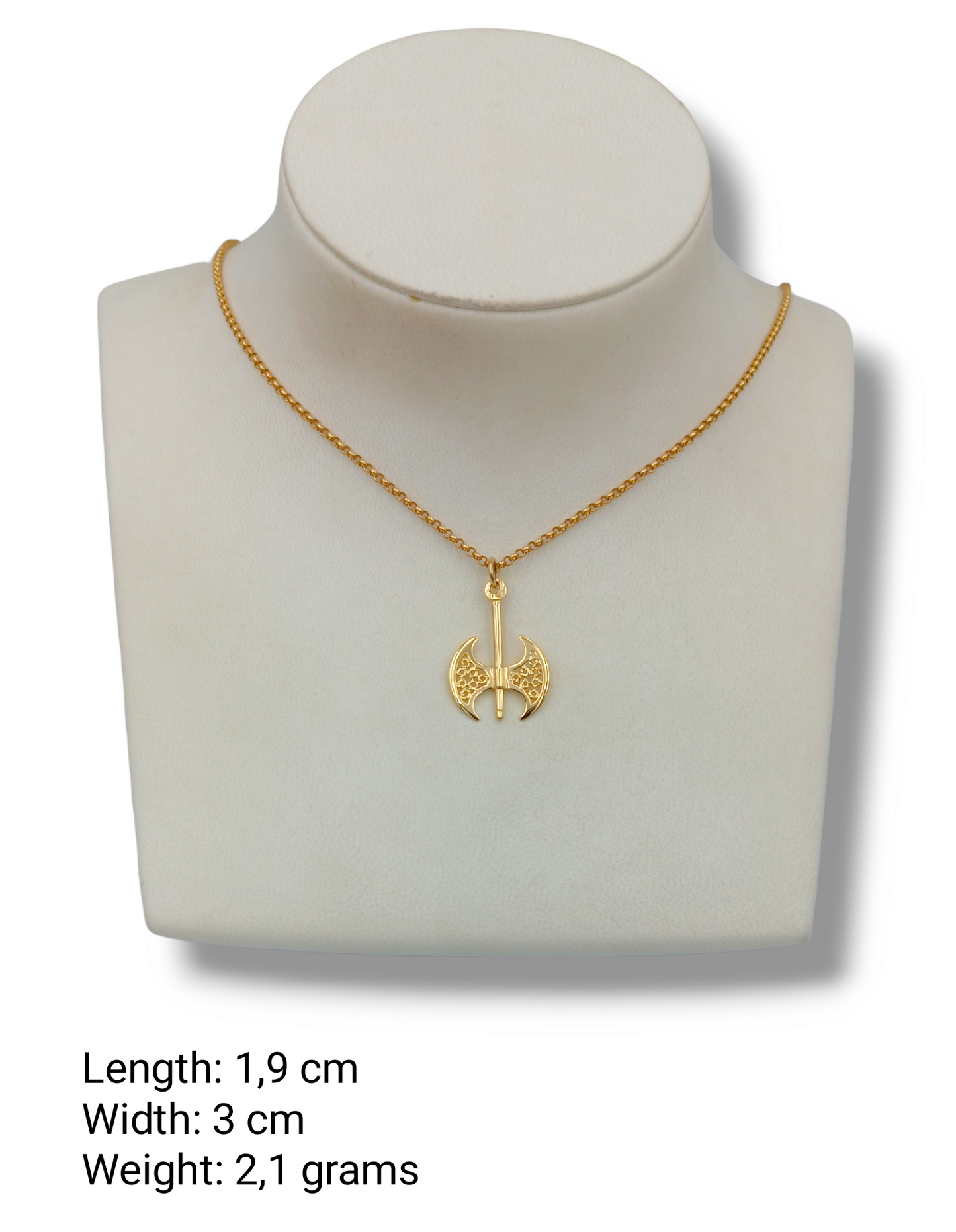 Gold Minoan double-axe double-sided pendant