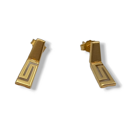 Gold Meander design matte and shiny earrings