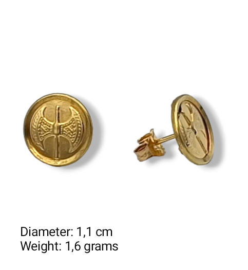 Gold Minoan double-axe earrings