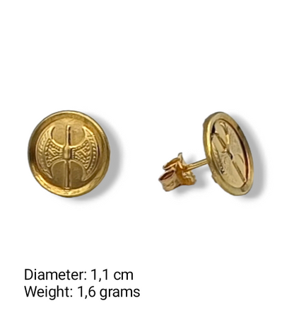 Gold Minoan double-axe earrings