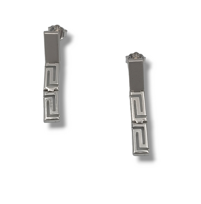 White Gold Meander design matte and shiny earrings