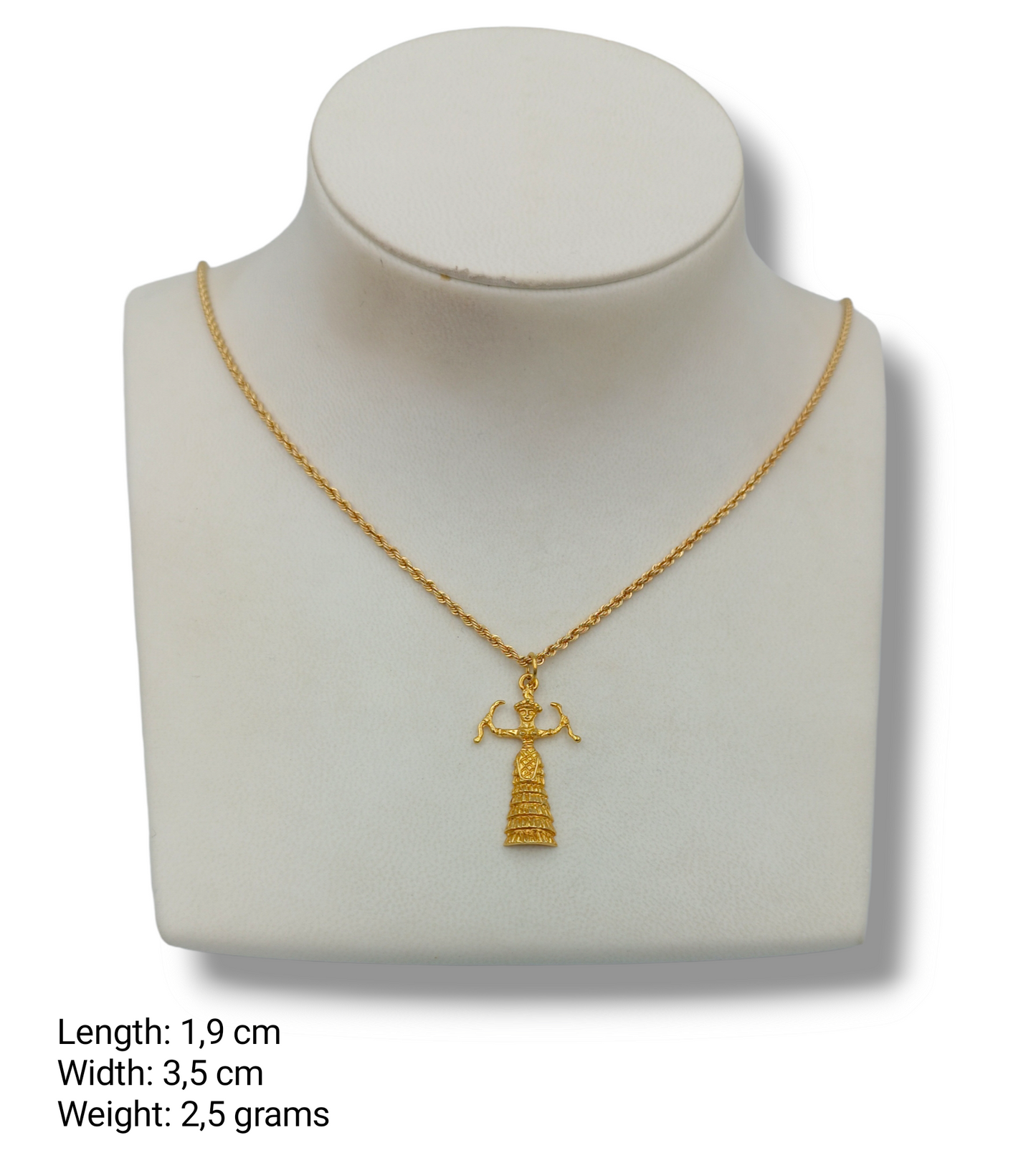 Gold Minoan Snake Goddess design pendant