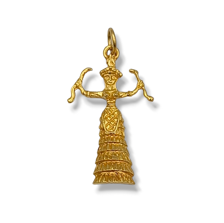 Gold Minoan Snake Goddess design pendant