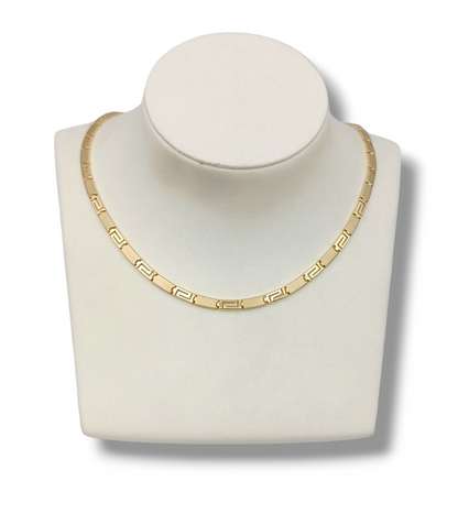 Gold Meander design matte and shiny necklace