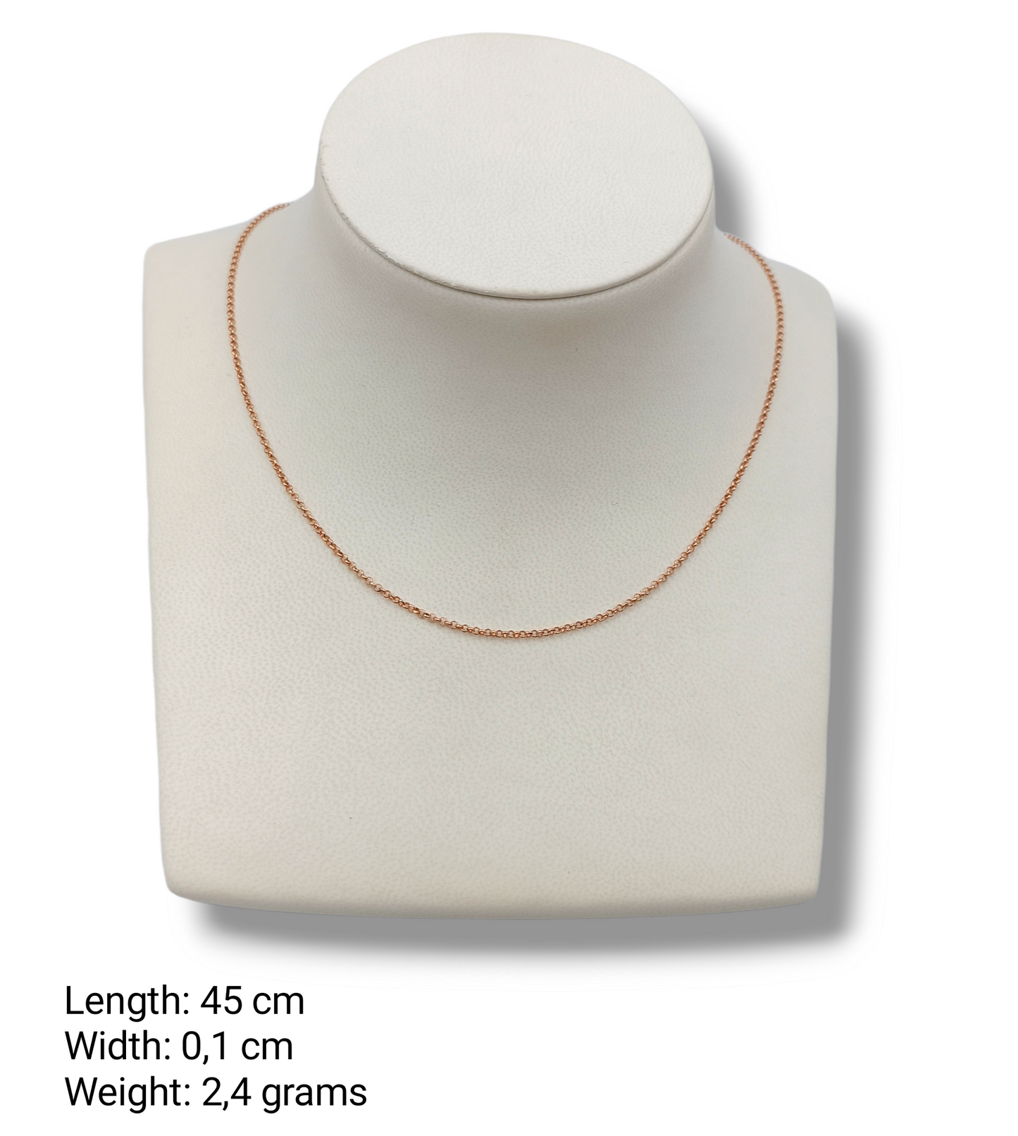 Silver chain 45cm byzantine hollow design rose gold plated