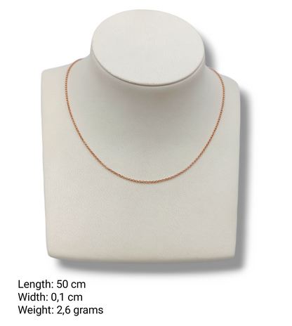 Silver chain 50cm byzantine hollow design rose gold plated